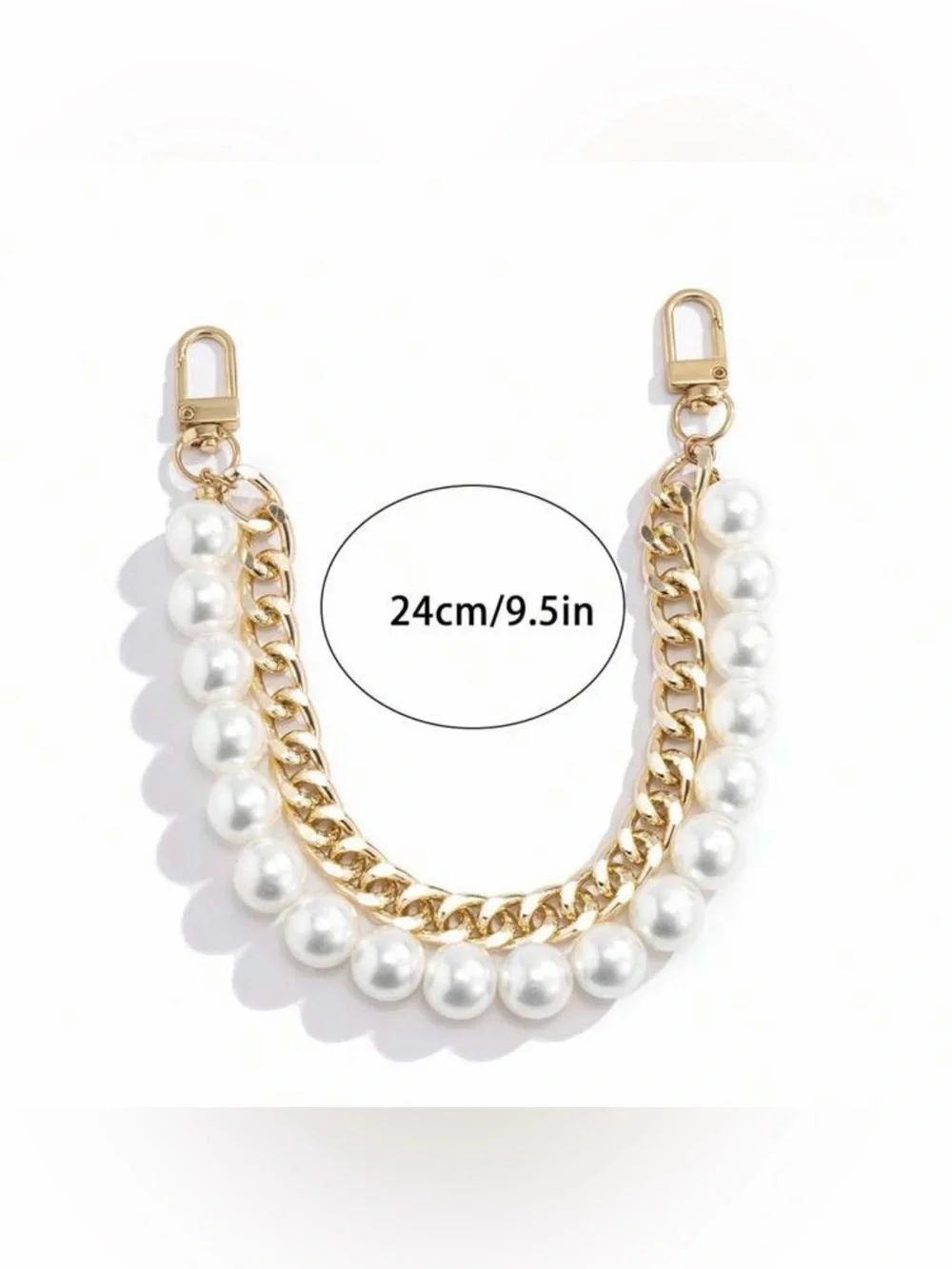 Gold Chain and White Pearl Accent Strap